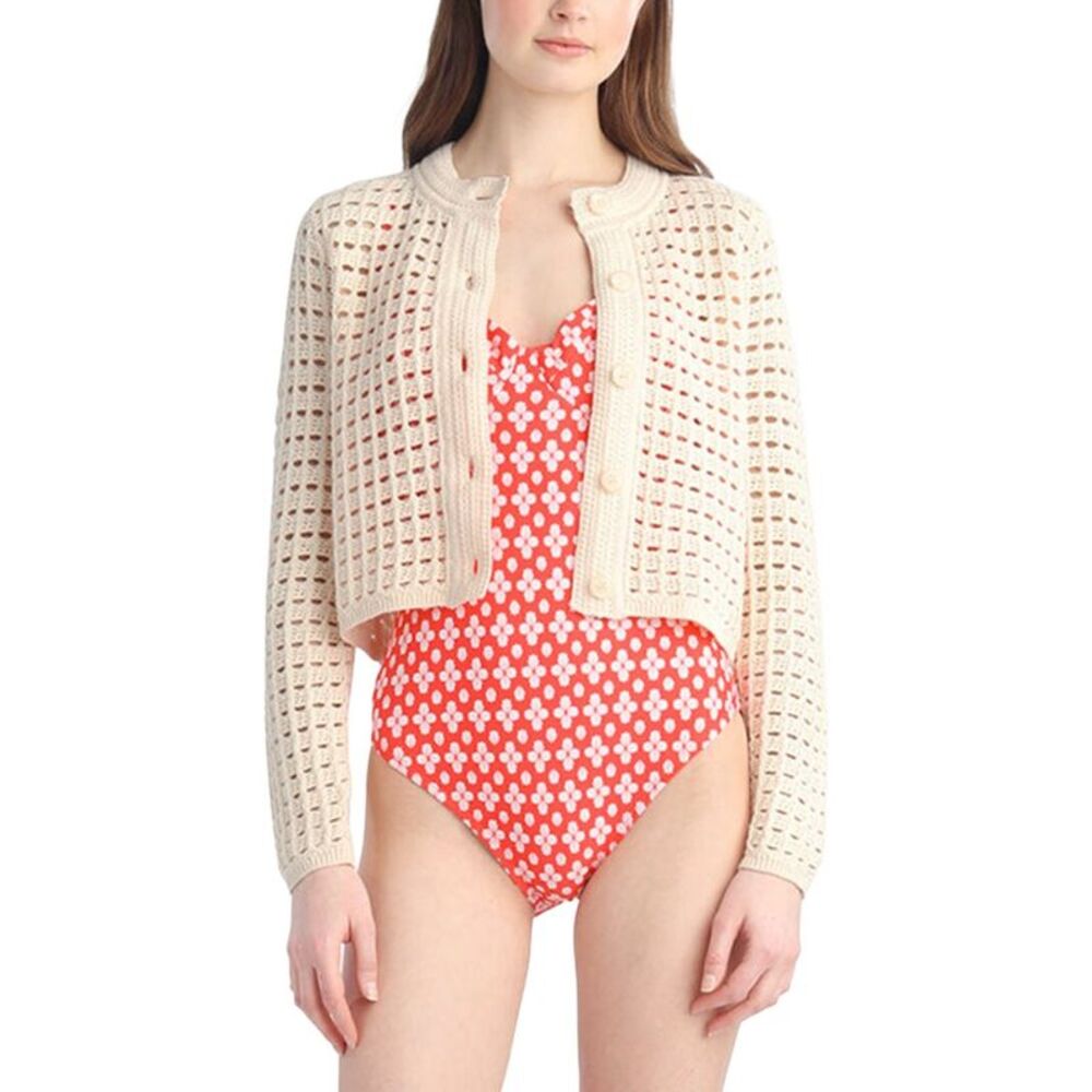 Draper James Womens  Crochet Wool-Blend Cardigan